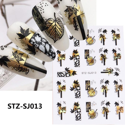 Μαύρο ασημί αστέρι 3D αυτοκόλλητο νυχιών Χρυσή καρδιά Αγγλικά γράμματα Εικόνα Αυτοκόλλητο συρόμενο φύλλο χειμερινού μανικιούρ Νυχιών Διακόσμηση NFCB