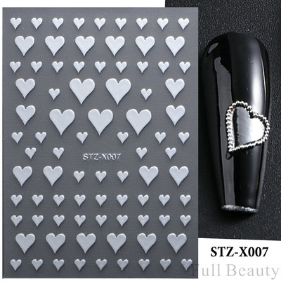 Μαύρο ασημί αστέρι 3D αυτοκόλλητο νυχιών Χρυσή καρδιά Αγγλικά γράμματα Εικόνα Αυτοκόλλητο συρόμενο φύλλο χειμερινού μανικιούρ Νυχιών Διακόσμηση NFCB