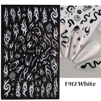 Μαύρο ασημί αστέρι 3D αυτοκόλλητο νυχιών Χρυσή καρδιά Αγγλικά γράμματα Εικόνα Αυτοκόλλητο συρόμενο φύλλο χειμερινού μανικιούρ Νυχιών Διακόσμηση NFCB