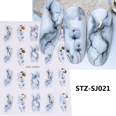 Μαύρο ασημί αστέρι 3D αυτοκόλλητο νυχιών Χρυσή καρδιά Αγγλικά γράμματα Εικόνα Αυτοκόλλητο συρόμενο φύλλο χειμερινού μανικιούρ Νυχιών Διακόσμηση NFCB