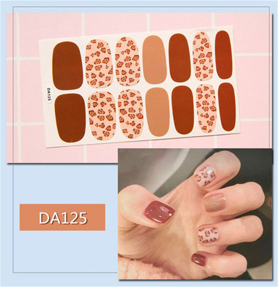 14 buc/coală autocolant lac de unghii cu leopard, împachetări adezive, autocolante impermeabile pentru unghii, decorațiuni, manichiură, livrare picătură