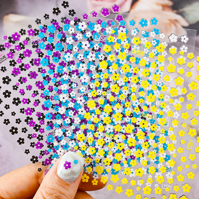 5 τμχ/σετ Πολύχρωμα λουλούδια αυτοκόλλητο νυχιών Άνοιξη Καλοκαίρι Χαριτωμένο με πέντε πέταλα Florals Αυτοκόλλητα με σχέδιο με αυτοκόλλητα Τύπου στα νύχια Συμβουλές για μανικιούρ