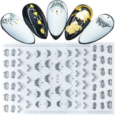 1 τμχ Εξαιρετικά λεπτό αυτοκόλλητο συρόμενο γράμμα για διακοσμήσεις νυχιών Αυτοκόλλητο Decal Flower Leaves Girl Manicure Tips