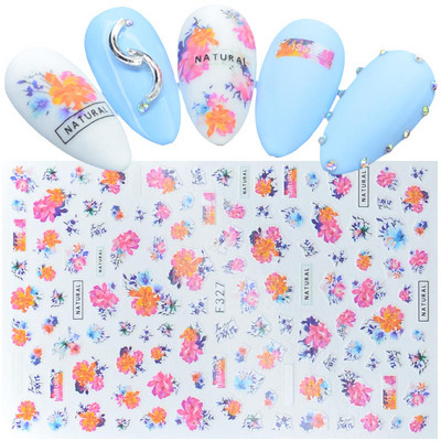 1 τμχ Εξαιρετικά λεπτό αυτοκόλλητο συρόμενο γράμμα για διακοσμήσεις νυχιών Αυτοκόλλητο Decal Flower Leaves Girl Manicure Tips
