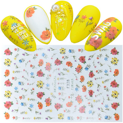 1 τμχ Εξαιρετικά λεπτό αυτοκόλλητο συρόμενο γράμμα για διακοσμήσεις νυχιών Αυτοκόλλητο Decal Flower Leaves Girl Manicure Tips