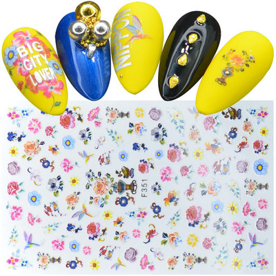 1 τμχ Εξαιρετικά λεπτό αυτοκόλλητο συρόμενο γράμμα για διακοσμήσεις νυχιών Αυτοκόλλητο Decal Flower Leaves Girl Manicure Tips