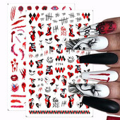 3D Božićni dizajn noktiju za Noć vještica 2022. Naljepnica za Nail Art Lubanja Kost Zmija Pahuljica Zimske naljepnice Manikura Dekoracija noktiju