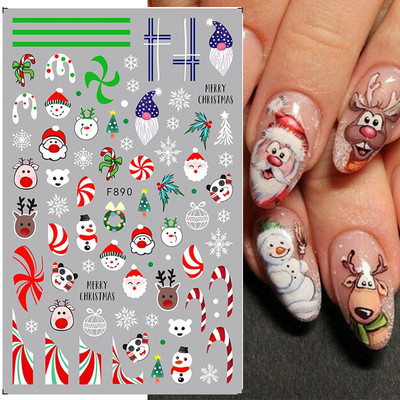 3D Božićni dizajn noktiju za Noć vještica 2022. Naljepnica za Nail Art Lubanja Kost Zmija Pahuljica Zimske naljepnice Manikura Dekoracija noktiju