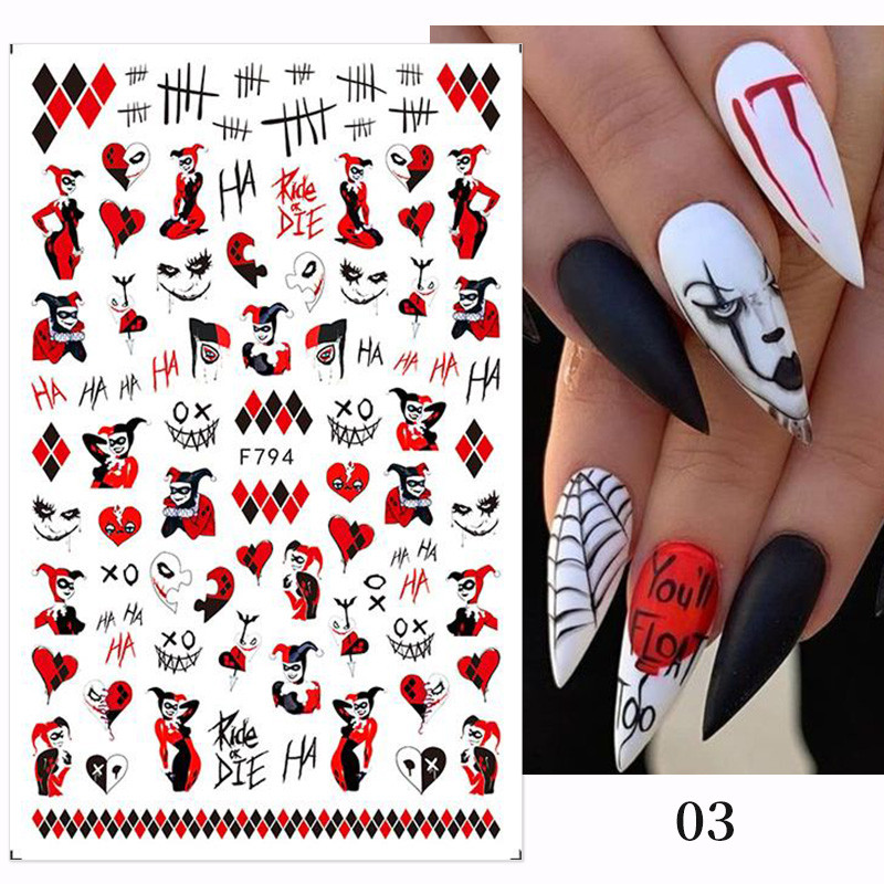 3D Božićni dizajn noktiju za Noć vještica 2022. Naljepnica za Nail Art Lubanja Kost Zmija Pahuljica Zimske naljepnice Manikura Dekoracija noktiju