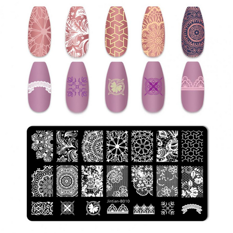 Όμορφο διακοσμητικό αντιπαραμορφωτικό πρότυπο μανικιούρ νυχιών, επαναχρησιμοποιήσιμο πρότυπο μεταφοράς νυχιών