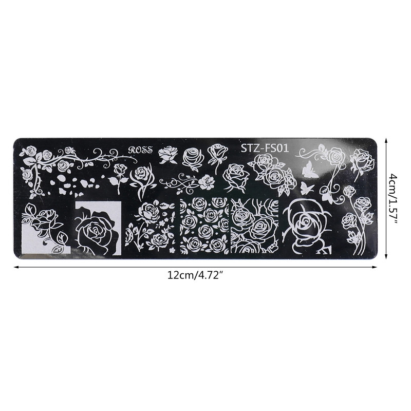 Nail Art Stamp Tanjur Rose Plaid Moon Snake Lace Nail Stamping Tanjur Predložak Slika Ploče Nail Art DIY Decoration Drop Shipping