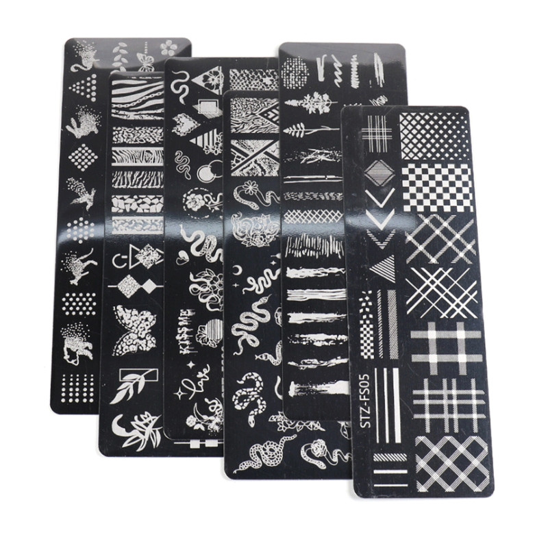 Nail Art Stamp Tanjur Rose Plaid Moon Snake Lace Nail Stamping Tanjur Predložak Slika Ploče Nail Art DIY Decoration Drop Shipping