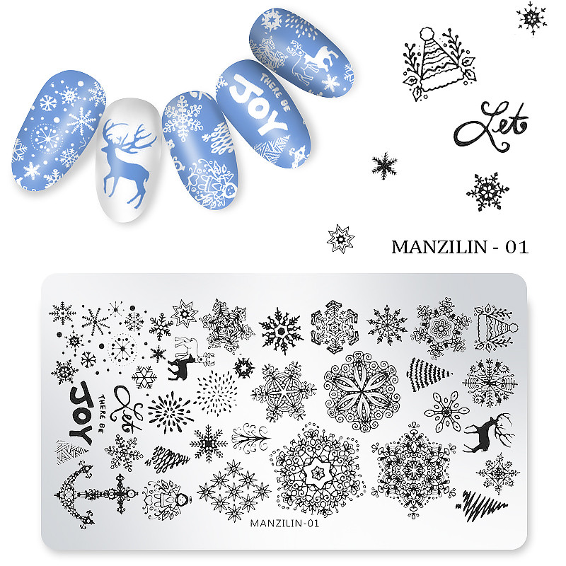 12cm*6cm Χριστουγεννιάτικο Σχέδιο Δαντέλα Nail Art Stamping Πρότυπο Πλάκες Εικόνας DIY βερνίκι νυχιών εκτύπωσης στένσιλ αξεσουάρ για μανικιούρ