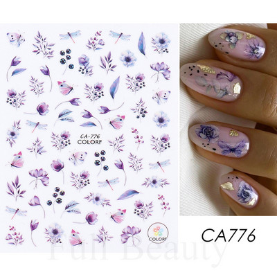 3D küünekleebised valged lilled karikakrad lilled Lehed kleebised elegantsed küünekleebised kleepuvad liugurid võlusid maniküüri kaunistused TRDH439