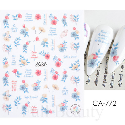 3D küünekleebised valged lilled karikakrad lilled Lehed kleebised elegantsed küünekleebised kleepuvad liugurid võlusid maniküüri kaunistused TRDH439