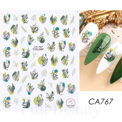 3D küünekleebised valged lilled karikakrad lilled Lehed kleebised elegantsed küünekleebised kleepuvad liugurid võlusid maniküüri kaunistused TRDH439