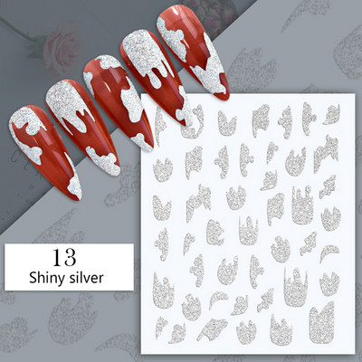 Harunouta ροζ γυμνό γαλλικό αυτοκόλλητο νυχιών 3D γραμμή καρδιών κυμάτων λουλουδιών γεωμετρικά συρόμενα μανικιούρ Διακόσμηση νυχιών