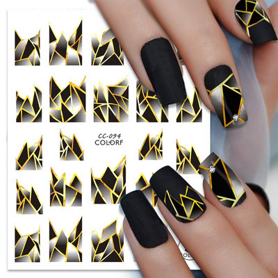 Harunouta ροζ γυμνό γαλλικό αυτοκόλλητο νυχιών 3D γραμμή καρδιών κυμάτων λουλουδιών γεωμετρικά συρόμενα μανικιούρ Διακόσμηση νυχιών