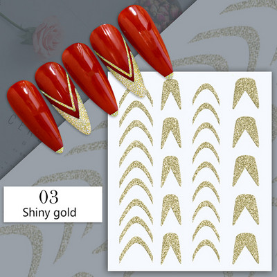 Harunouta ροζ γυμνό γαλλικό αυτοκόλλητο νυχιών 3D γραμμή καρδιών κυμάτων λουλουδιών γεωμετρικά συρόμενα μανικιούρ Διακόσμηση νυχιών