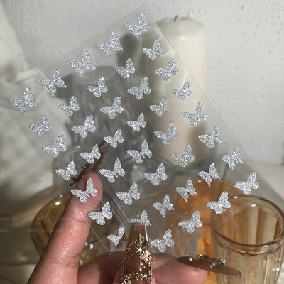 Harunouta ροζ γυμνό γαλλικό αυτοκόλλητο νυχιών 3D γραμμή καρδιών κυμάτων λουλουδιών γεωμετρικά συρόμενα μανικιούρ Διακόσμηση νυχιών