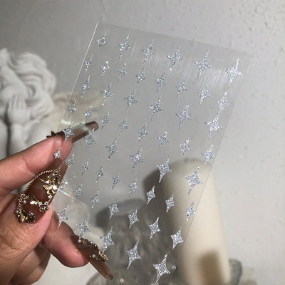 Harunouta ροζ γυμνό γαλλικό αυτοκόλλητο νυχιών 3D γραμμή καρδιών κυμάτων λουλουδιών γεωμετρικά συρόμενα μανικιούρ Διακόσμηση νυχιών