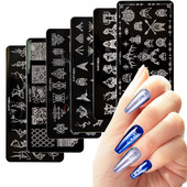 1PC 12*6cm Șabloane Nail Art Placă de ștanțare Design Floare Animal Sticlă Temperatură Dantela Șabloane Ștampile Placi Imagine