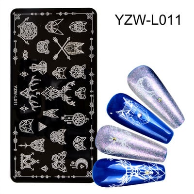 1PC 12*6cm Șabloane Nail Art Placă de ștanțare Design Floare Animal Sticlă Temperatură Dantela Șabloane Ștampile Placi Imagine