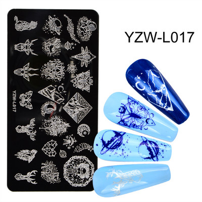 1PC 12*6cm Șabloane Nail Art Placă de ștanțare Design Floare Animal Sticlă Temperatură Dantela Șabloane Ștampile Placi Imagine
