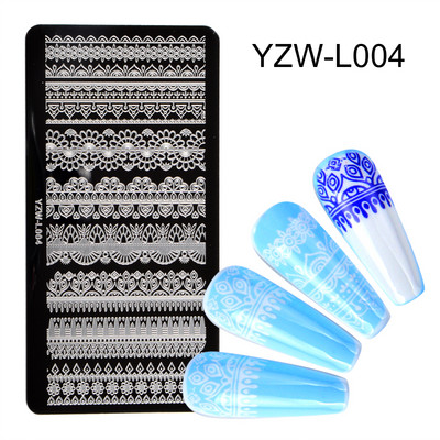 1PC 12*6cm Șabloane Nail Art Placă de ștanțare Design Floare Animal Sticlă Temperatură Dantela Șabloane Ștampile Placi Imagine