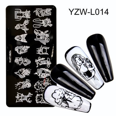 1PC 12*6cm Șabloane Nail Art Placă de ștanțare Design Floare Animal Sticlă Temperatură Dantela Șabloane Ștampile Placi Imagine