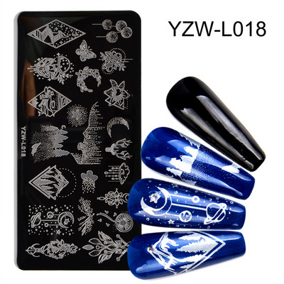 1PC 12*6cm Șabloane Nail Art Placă de ștanțare Design Floare Animal Sticlă Temperatură Dantela Șabloane Ștampile Placi Imagine