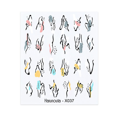 Harunouta Butterfly Flower Design Leaves Nail Water Decals Color Wave Γούρια γεωμετρικής γραμμής Sliders Συμβουλές διακόσμησης για τέχνη νυχιών