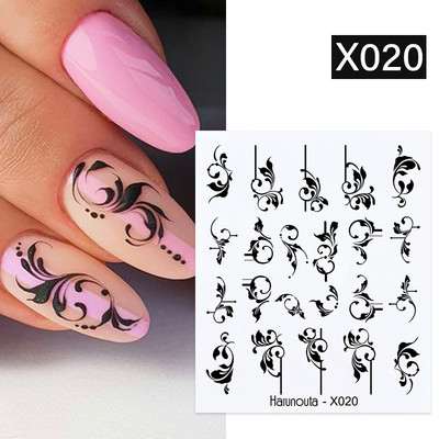 Harunouta Butterfly Flower Design Leaves Nail Water Decals Color Wave Γούρια γεωμετρικής γραμμής Sliders Συμβουλές διακόσμησης για τέχνη νυχιών