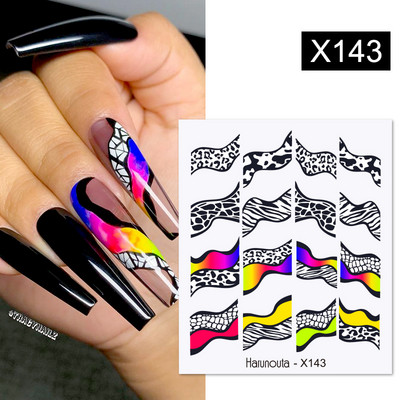 Harunouta Butterfly Flower Design Leaves Nail Water Decals Color Wave Γούρια γεωμετρικής γραμμής Sliders Συμβουλές διακόσμησης για τέχνη νυχιών