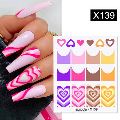 Harunouta Butterfly Flower Design Leaves Nail Water Decals Color Wave Γούρια γεωμετρικής γραμμής Sliders Συμβουλές διακόσμησης για τέχνη νυχιών