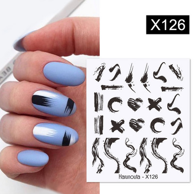Harunouta Butterfly Flower Design Leaves Nail Water Decals Color Wave Γούρια γεωμετρικής γραμμής Sliders Συμβουλές διακόσμησης για τέχνη νυχιών