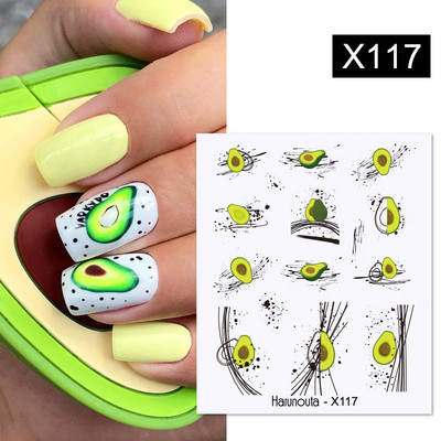 Harunouta Butterfly Flower Design Leaves Nail Water Decals Color Wave Γούρια γεωμετρικής γραμμής Sliders Συμβουλές διακόσμησης για τέχνη νυχιών