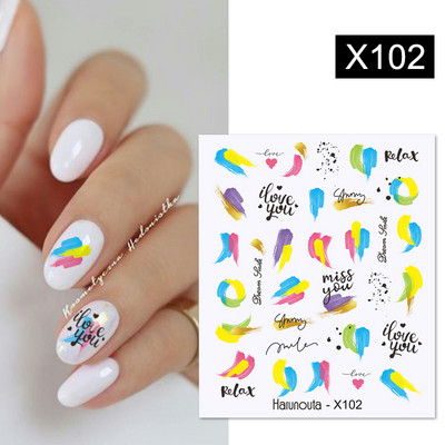 Harunouta Butterfly Flower Design Leaves Nail Water Decals Color Wave Γούρια γεωμετρικής γραμμής Sliders Συμβουλές διακόσμησης για τέχνη νυχιών
