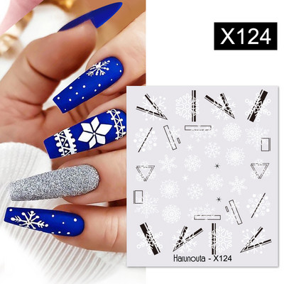 Harunouta Butterfly Flower Design Leaves Nail Water Decals Color Wave Γούρια γεωμετρικής γραμμής Sliders Συμβουλές διακόσμησης για τέχνη νυχιών