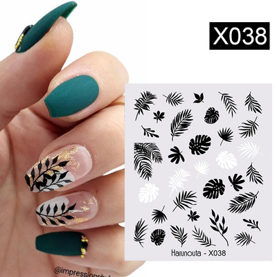 Harunouta Butterfly Flower Design Leaves Nail Water Decals Color Wave Γούρια γεωμετρικής γραμμής Sliders Συμβουλές διακόσμησης για τέχνη νυχιών
