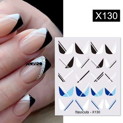 Harunouta Butterfly Flower Design Leaves Nail Water Decals Color Wave Γούρια γεωμετρικής γραμμής Sliders Συμβουλές διακόσμησης για τέχνη νυχιών