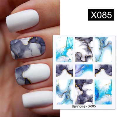 Harunouta Butterfly Flower Design Leaves Nail Water Decals Color Wave Γούρια γεωμετρικής γραμμής Sliders Συμβουλές διακόσμησης για τέχνη νυχιών