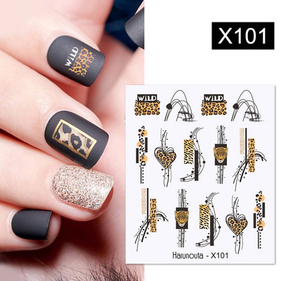 Harunouta Butterfly Flower Design Leaves Nail Water Decals Color Wave Γούρια γεωμετρικής γραμμής Sliders Συμβουλές διακόσμησης για τέχνη νυχιών