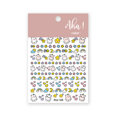Αυτοκόλλητα νυχιών 1 φύλλου Forest Unicorn Dreamy Rainbow Lovely Decal Back Glue Korean Star Moon DIY εξαρτήματα συρόμενου μανικιούρ TG#024
