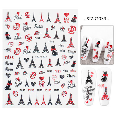 3D szerelem Valentin köröm matrica rajzfilm aranyos pár szerető csúszkák piros ajkak szív design pakolás köröm művészet manikűr dekoráció BEF106