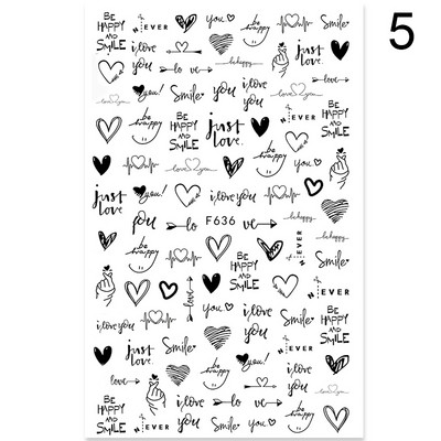 Flowers Leaves Line τρισδιάστατα αυτοκόλλητα νυχιών Ανοιξιάτικα ολογραφικά φύλλα Σχέδιο μεταφοράς Sliders Abstract Waves Nail Art Decals Μανικιούρ