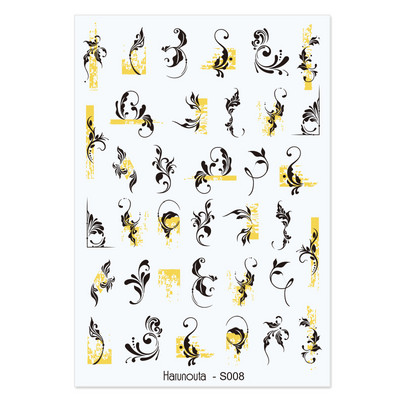 Flowers Leaves Line τρισδιάστατα αυτοκόλλητα νυχιών Ανοιξιάτικα ολογραφικά φύλλα Σχέδιο μεταφοράς Sliders Abstract Waves Nail Art Decals Μανικιούρ