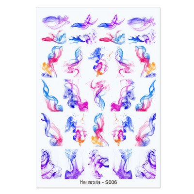 Flowers Leaves Line τρισδιάστατα αυτοκόλλητα νυχιών Ανοιξιάτικα ολογραφικά φύλλα Σχέδιο μεταφοράς Sliders Abstract Waves Nail Art Decals Μανικιούρ