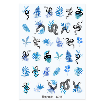 Flowers Leaves Line τρισδιάστατα αυτοκόλλητα νυχιών Ανοιξιάτικα ολογραφικά φύλλα Σχέδιο μεταφοράς Sliders Abstract Waves Nail Art Decals Μανικιούρ