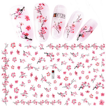 Ροζ Sakura Nail Foils Αυτοκόλλητο Απλό συρόμενο 3D Flower Blossom για μανικιούρ Υπέροχα νύχια Art Designer διακόσμηση BEF129